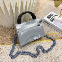 Fashion Acrylic Chain Messenger Box Shoulder Solid Color Bag main image 5