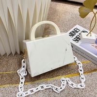 Fashion Acrylic Chain Messenger Box Shoulder Solid Color Bag sku image 1