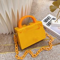 Fashion Acrylic Chain Messenger Box Shoulder Solid Color Bag sku image 2