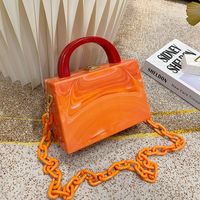 Fashion Acrylic Chain Messenger Box Shoulder Solid Color Bag sku image 5