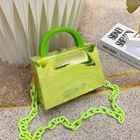 Fashion Acrylic Chain Messenger Box Shoulder Solid Color Bag sku image 3