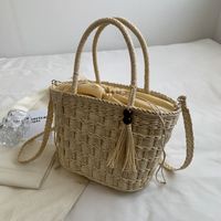 Summer Fashion New Messenger Straw Portable Basket Bucket Bag sku image 2