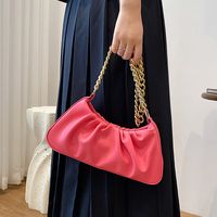 Simple Smocked Chain Strap Small Size Pu Leather Shoulder Bag main image 6