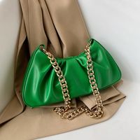 Simple Smocked Chain Strap Small Size Pu Leather Shoulder Bag main image 4