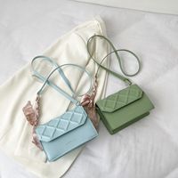 Trendy Simple Women's Solid Color Rhombus Plaid Single Shoulder Crossbody  Small Square Bag main image 4