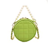2022 New Fashion Rhombus Pearl Chain Small Round Single Shoulder Messenger Bag main image 5