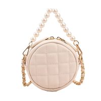 2022 New Fashion Rhombus Pearl Chain Small Round Single Shoulder Messenger Bag sku image 1