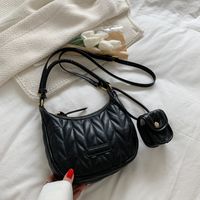 New Style Two-in-one Solid Color Small Bag Pendant Shoulder Handbag sku image 1