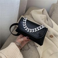 New Retro Style Crocodile Pattern Chain Messenger Small Square Bag main image 1