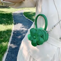 2022 Summer New Candy Color Mini Messenger Flower Round Handbag sku image 4
