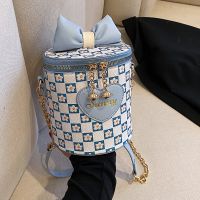 2022 Summer New Fashion Flower Printed Bow Messenger Bucket Bag main image 1