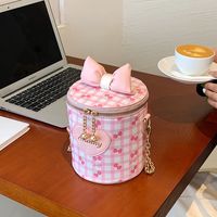 2022 Summer New Fashion Flower Printed Bow Messenger Bucket Bag sku image 3