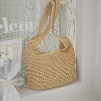 Women's Straw Solid Color Vacation Weave Square Zipper Square Bag main image 5