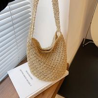 Straw Solid Color Vacation Weave Soft Surface Square Magnetic Buckle Straw Bag main image 4