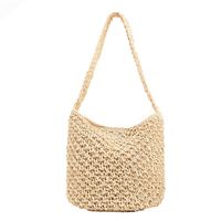 Straw Solid Color Vacation Weave Soft Surface Square Magnetic Buckle Straw Bag sku image 2