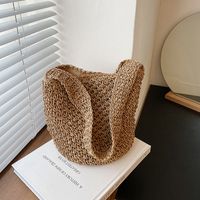 Straw Solid Color Vacation Weave Soft Surface Square Magnetic Buckle Straw Bag main image 1