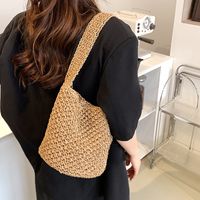 Straw Solid Color Vacation Weave Soft Surface Square Magnetic Buckle Straw Bag main image 3