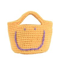 Women's Straw Solid Color Streetwear Weave Square Open Straw Bag sku image 1