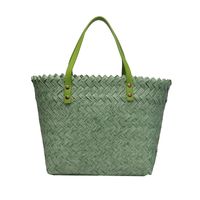 Women's Straw Solid Color Fashion Weave Square Open Tote Bag sku image 2