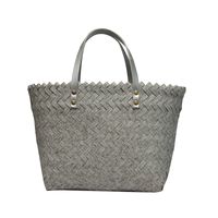 Women's Straw Solid Color Fashion Weave Square Open Tote Bag sku image 7