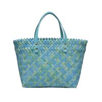 Women's Straw Solid Color Fashion Weave Square Open Tote Bag sku image 6