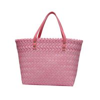 Women's Straw Solid Color Fashion Weave Square Open Tote Bag sku image 5
