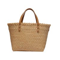 Women's Straw Solid Color Fashion Weave Square Open Tote Bag sku image 1