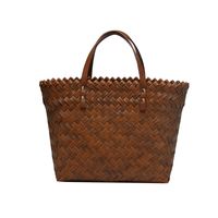 Women's Straw Solid Color Fashion Weave Square Open Tote Bag sku image 4