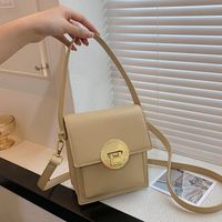 Small Artificial Leather Solid Color Fashion Soft Surface Square Buckle Crossbody Bag main image 4