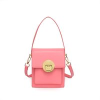 Small Artificial Leather Solid Color Fashion Soft Surface Square Buckle Crossbody Bag sku image 3