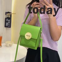 Small Artificial Leather Solid Color Fashion Soft Surface Square Buckle Crossbody Bag main image 2