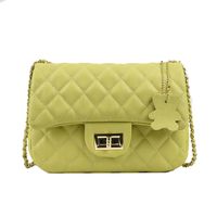 Summer 2022 New Style Solid Color Rhombus Pattern Chain Shoulder Small Square Bag sku image 1