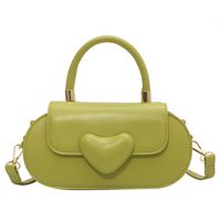 2022 Summer New Style Heart Shape Buckle Solid Color Messenger Saddle Bag sku image 3