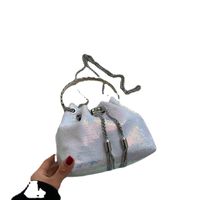 Summer 2022 New Fashion Sequined Chain Circle Handheld Messenger Portable Bucket Bag main image 4