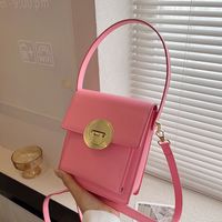 Small Artificial Leather Solid Color Fashion Soft Surface Square Buckle Crossbody Bag main image 1