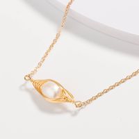 Fashion Simple Retro Natural Pearl Clavicle Chain Square Three-layer Alloy Necklace main image 2