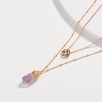 Simple Fashion Light Purple Natural Stone Pendant Multi-layer Alloy Necklace main image 1