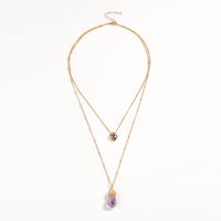 Simple Fashion Light Purple Natural Stone Pendant Multi-layer Alloy Necklace main image 2