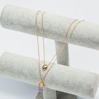 Einfache Mode Licht Lila Naturstein Anhänger Multi-schicht Legierung Halskette main image 6