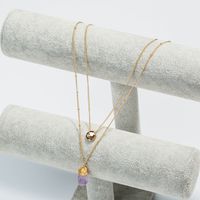 Simple Fashion Light Purple Natural Stone Pendant Multi-layer Alloy Necklace main image 6