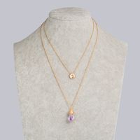 Simple Fashion Light Purple Natural Stone Pendant Multi-layer Alloy Necklace main image 7