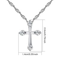 Simple Fashion White Zircon Cross Pendant Copper Necklace main image 3