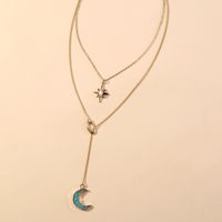 Creative Fashion Horse Eye Sun Clavicle Chain Resin Tassel Moon Alloy Necklace main image 3