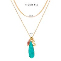 Simple Fashion Letter S Blue Natural Stone Imitated Drop Pendant Double Layer Alloy Necklace main image 2