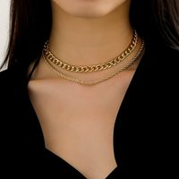 Fashion Elegant Gold Plated Multi-layer Crossed Thick Chain Necklace Women main image 6