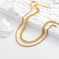 Fashion Elegant Gold Plated Multi-layer Crossed Thick Chain Necklace Women main image 4