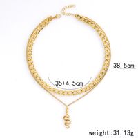 Mode Elegante Gold Überzogene Perle Schlange Anhänger Doppel-schicht Dicke Kette Halskette main image 5