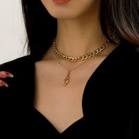 Mode Elegante Gold Überzogene Perle Schlange Anhänger Doppel-schicht Dicke Kette Halskette main image 2