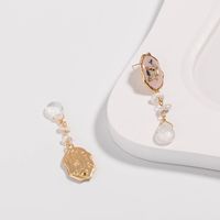 Fashion Creative Irregular Pink Painted Oil Natural Stone Tassel Alloy Earrings main image 5