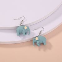 Fashion Cute Simple Light Blue Elephant Pendant Resin Earrings main image 3